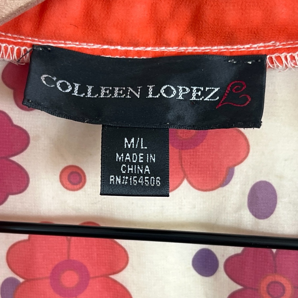 Colleen Lopez Orange Floral Embroidered Tasseled Open Front Kimono Medium/Large - Picture 4 of 6